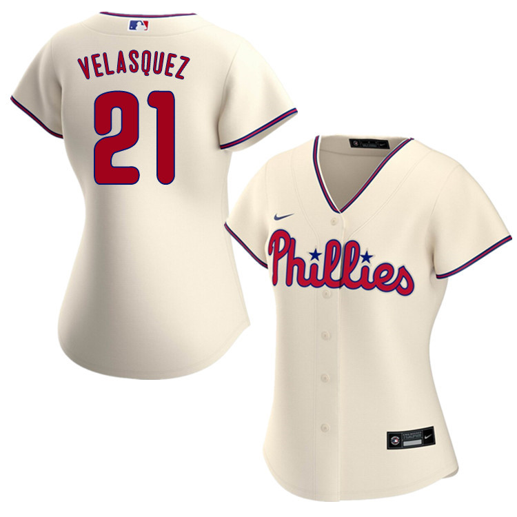 Nike Women #21 Vince Velasquez Philadelphia Phillies Baseball Jerseys Sale-Cream